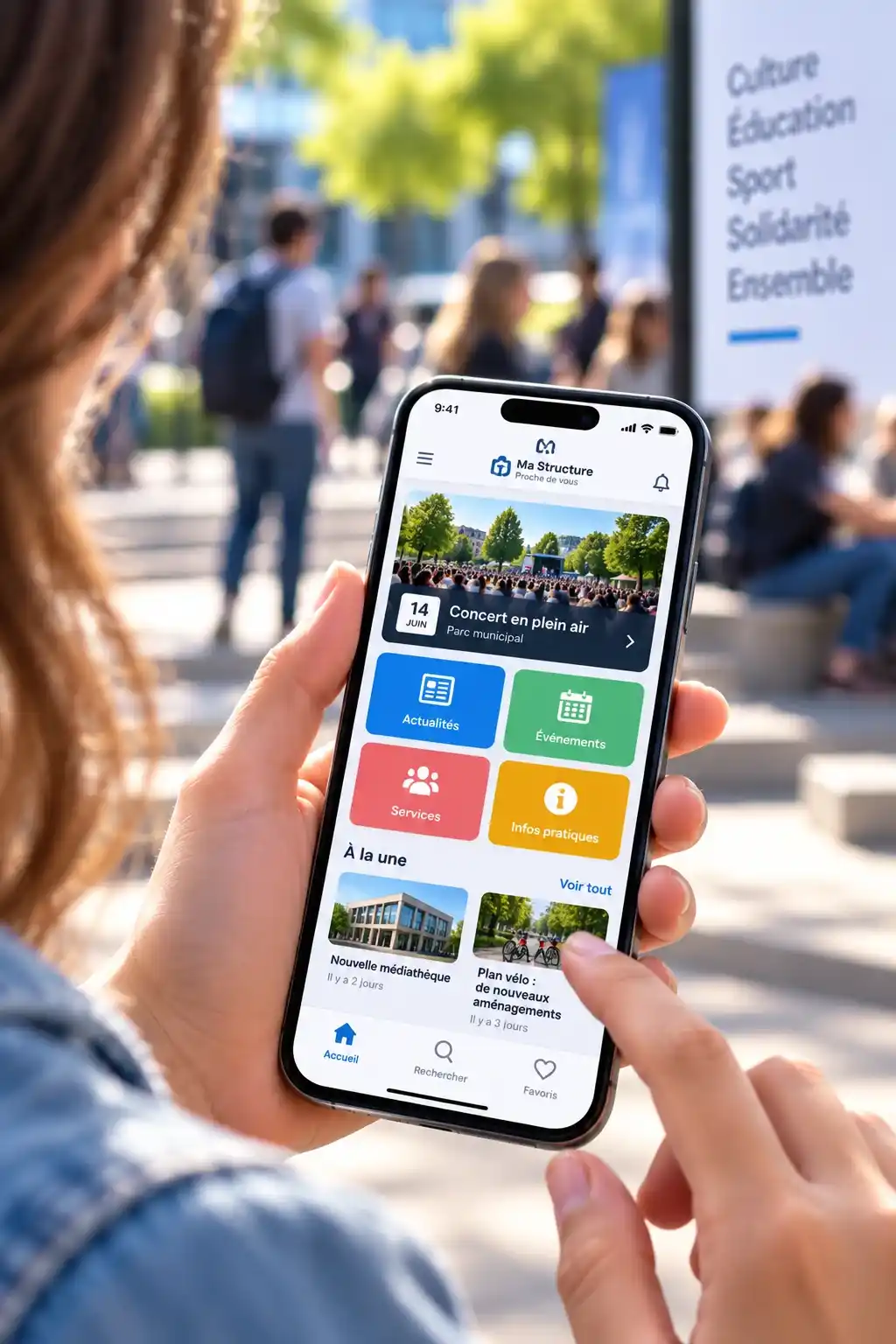 Consultation des actualités, événements et services d'une structure depuis une application mobile