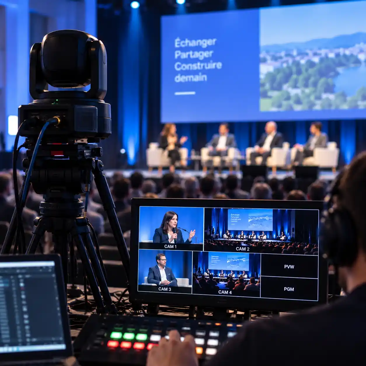 Régie de captation multicaméra avec caméra tourelle lors d'une conférence