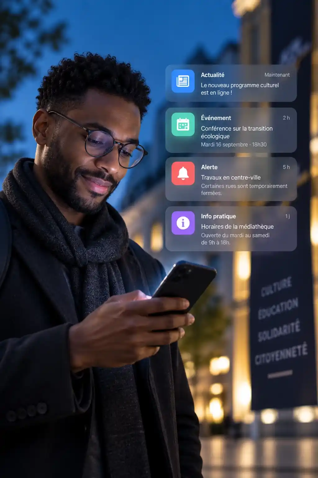 Consultation d'informations et de notifications sur un smartphone